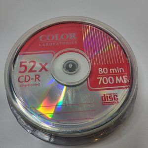 New Color Laboratories CD-R 52x 80min 700MB‎ 10-pack Sealed - Mini Spindle
